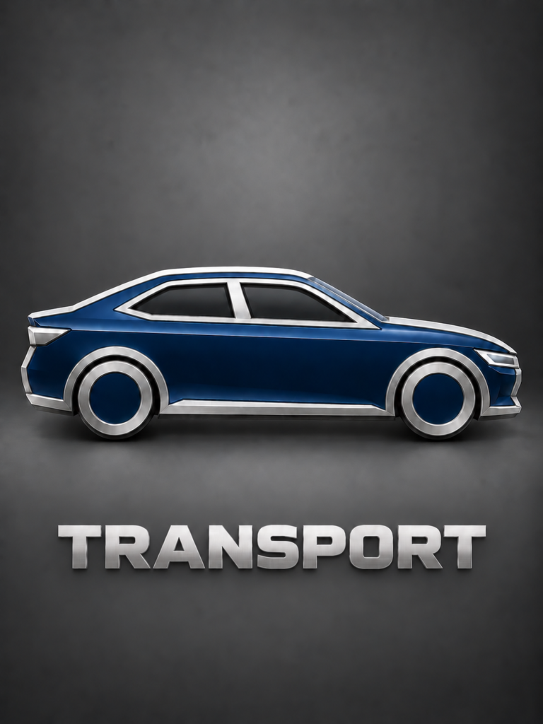 brushed silver transport caption